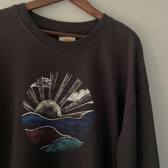 C&C CALIFORNIA Sweatshirt Sunrise Black Sand Gray Cotton Crew, Women’s XL - Picture 4 of 16